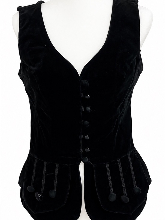 Tops - Black Velvet Button-Up Vest